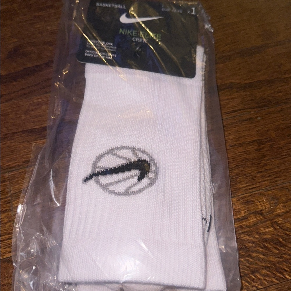 Nike Elite Crew NBA Basketball Sock White Gray Black - NEW - MENS LARGE - Picture 2 of 3